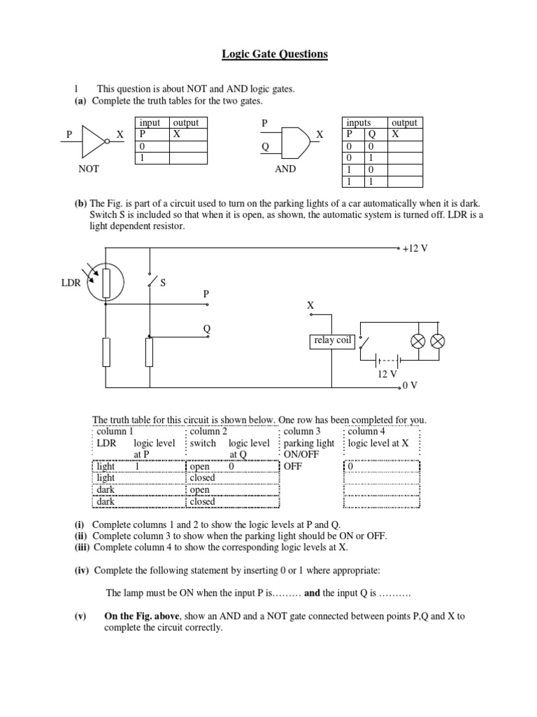 Logic Gates Pdf Switch Logic Gate
