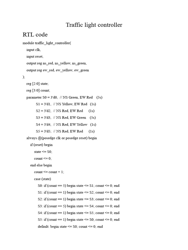Traffic Light Controller | PDF
