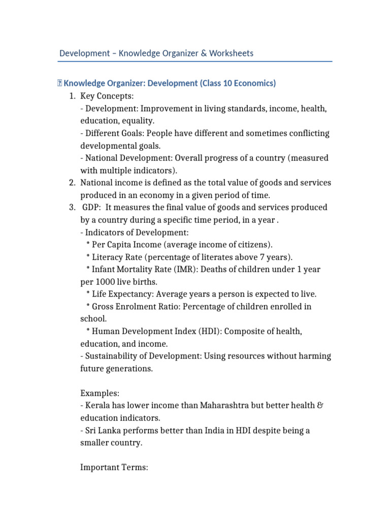 Development Worksheets 1757151430 | PDF | Human Development Index | Income