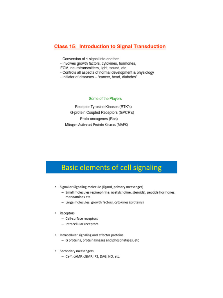 Overview of Signal Transduction Mechanisms | PDF | Cell Signaling ...
