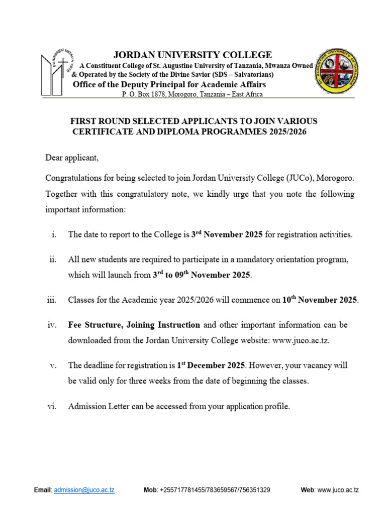Selected Certificate and Diploma Applicants 2025 - 2026 | PDF ...