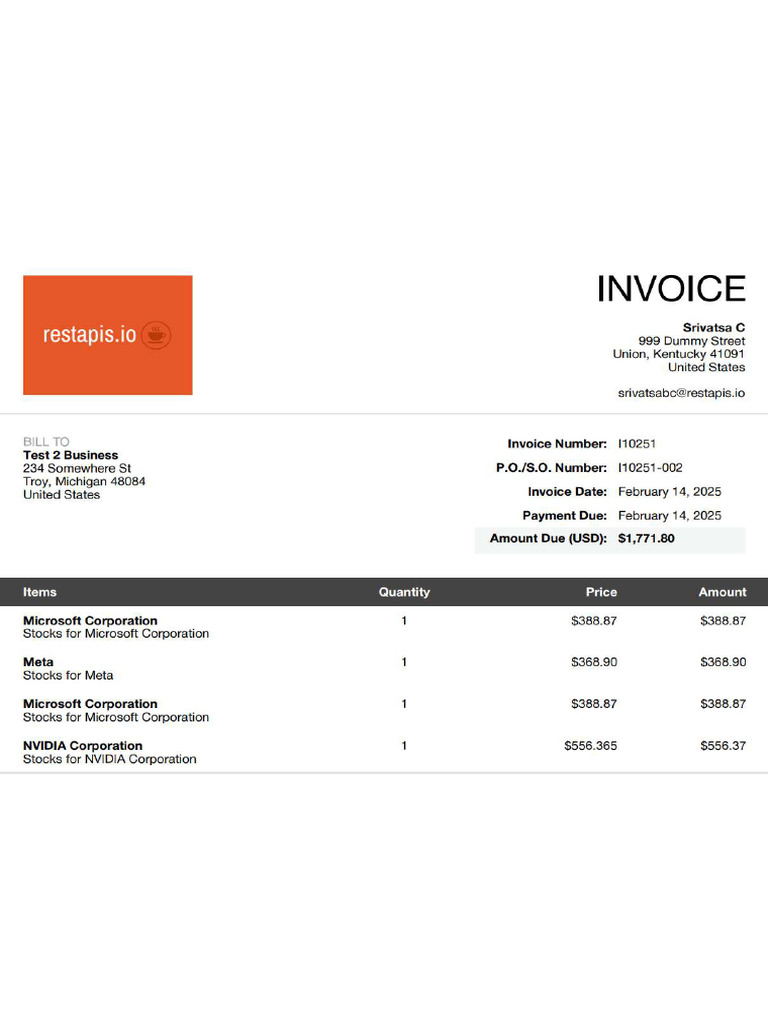 Test Invoice Ppic | PDF