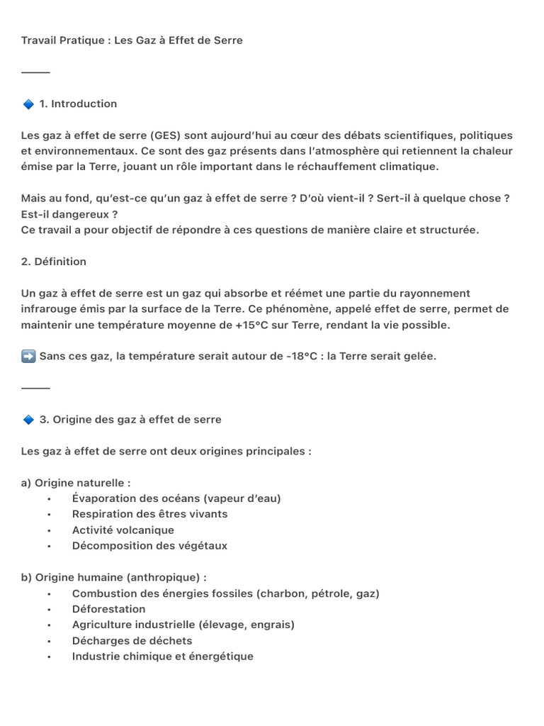 Comprendre les Gaz à Effet de Serre | PDF | Effet de serre | Gaz à ...