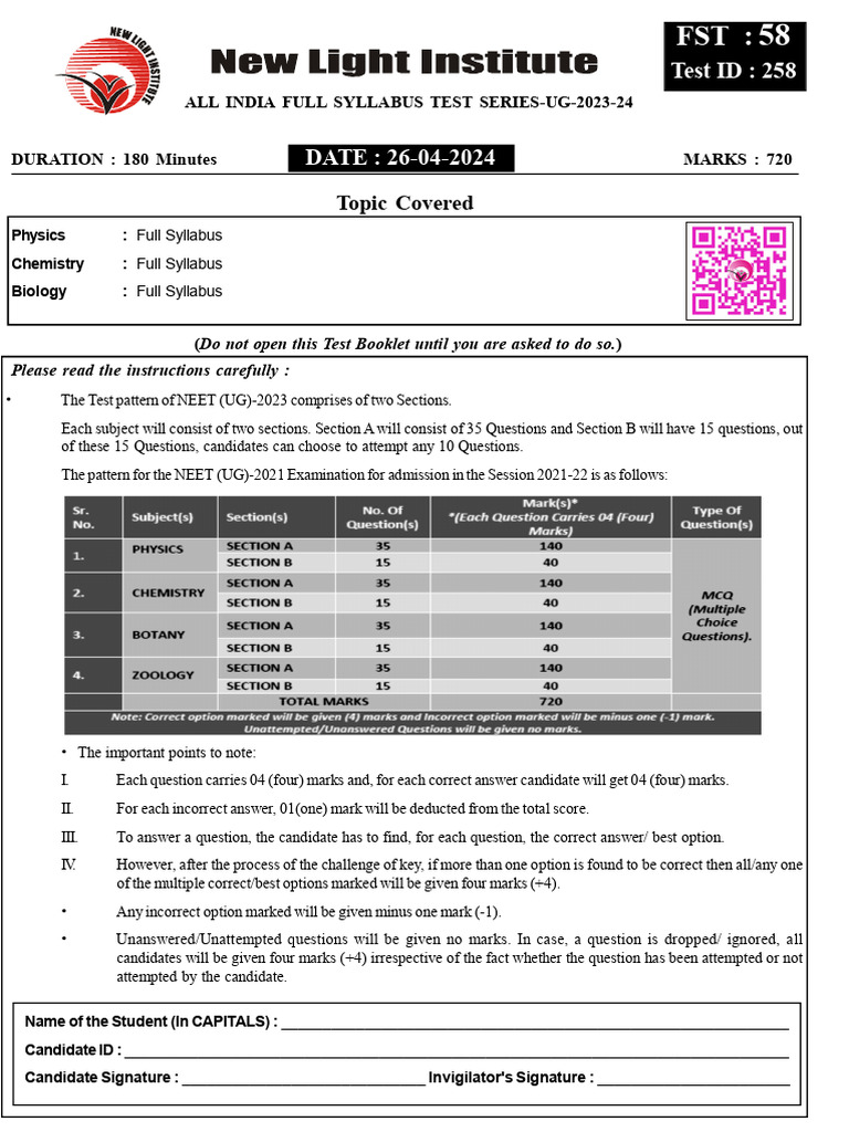 FST-58 (26-04-2024) (E+h) Paper (1) - 240427 - 100700 | PDF ...