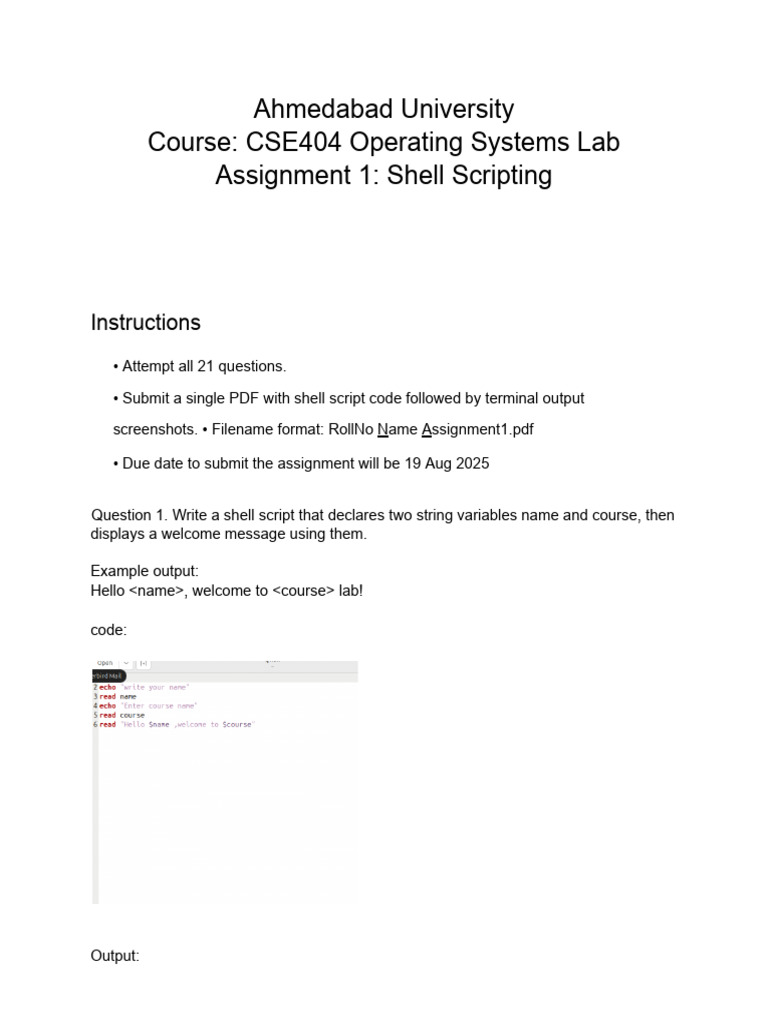 Shell Scripting Assignment Guide | PDF | Computer File | Filename