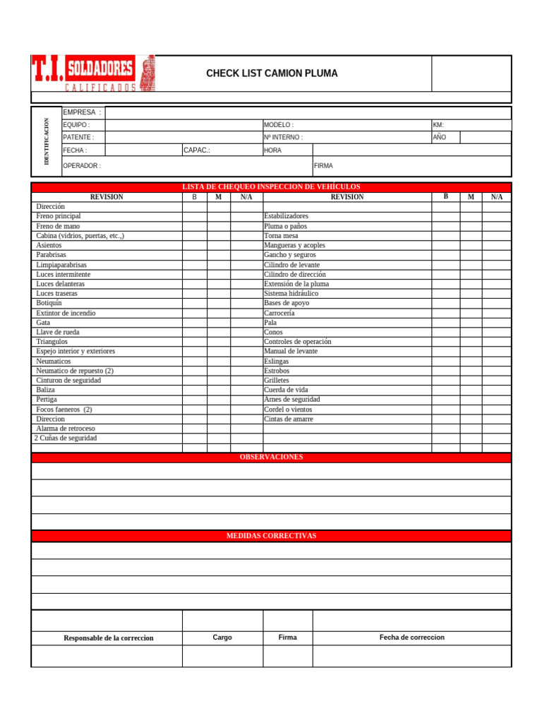 Checklist de Inspección de Vehículos y Equipos | PDF | Neumático ...