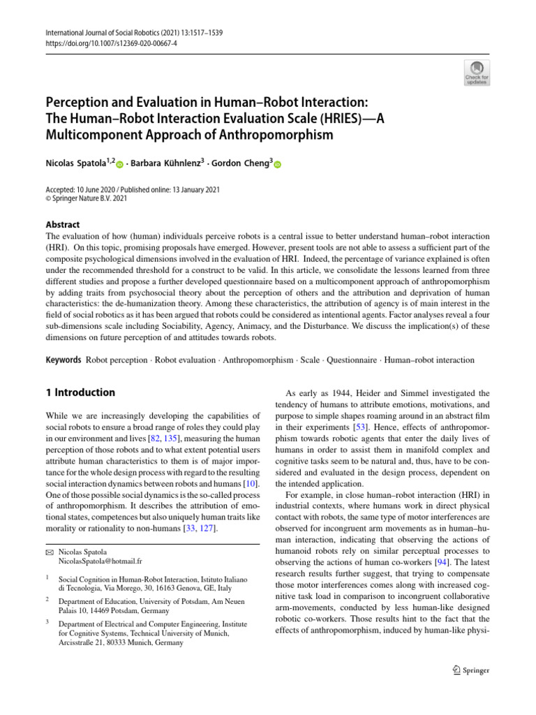 Human-Robot Interaction Evaluation Scale | PDF | Stereotypes | Empathy
