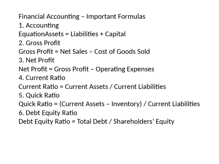 Key Financial Accounting Formulas | PDF
