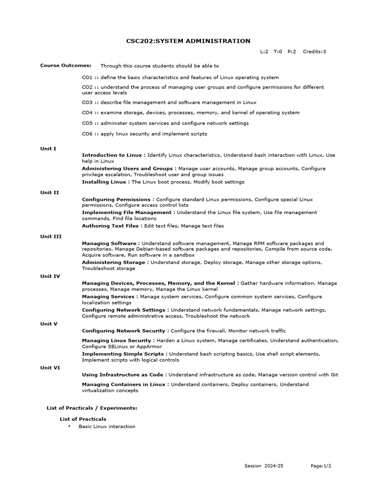 Linux System Administration Course Guide | PDF | Linux | Computer File