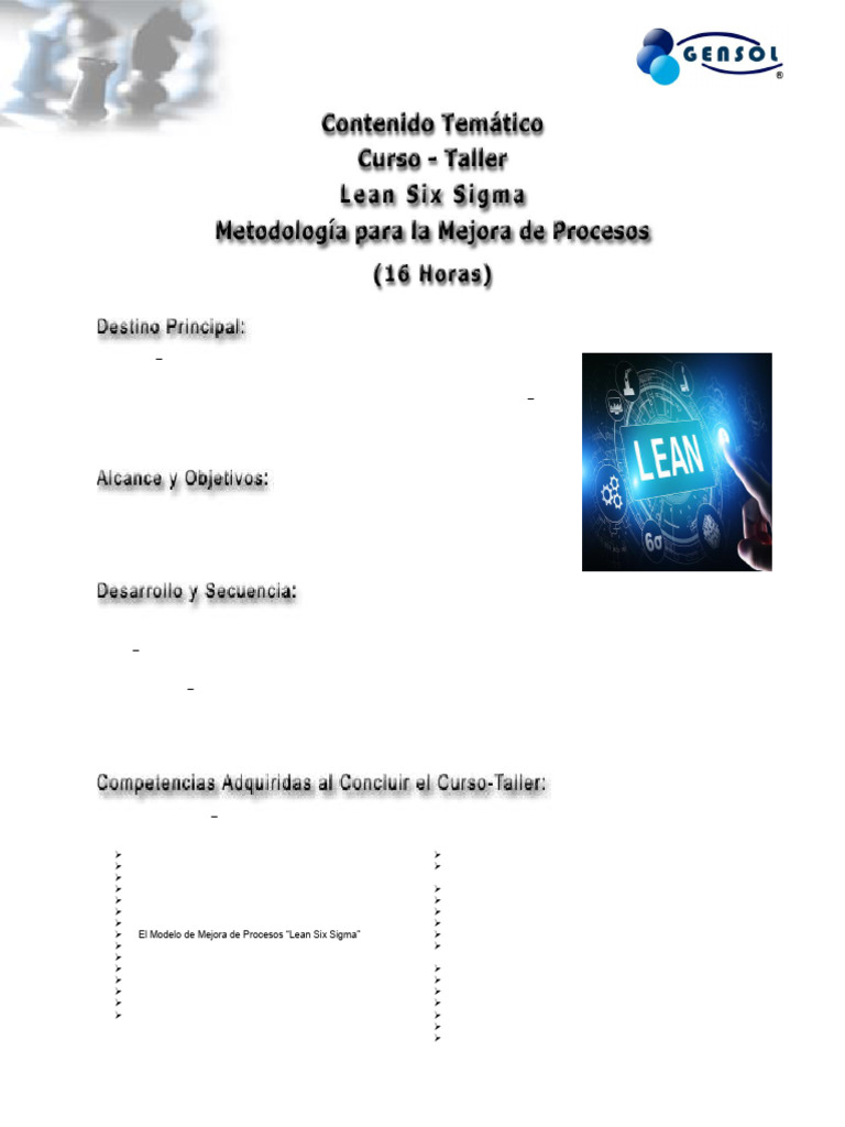 Curso de Lean Six Sigma y Mejora Continua | PDF | Lean Manufacturing ...