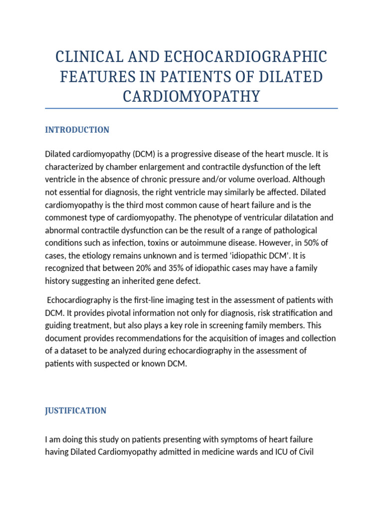 Clinical and Echocardiographic Features in Patients of Dilated ...