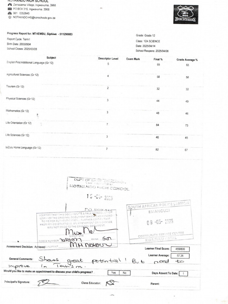 Grade 12 Progress Report Summary | PDF
