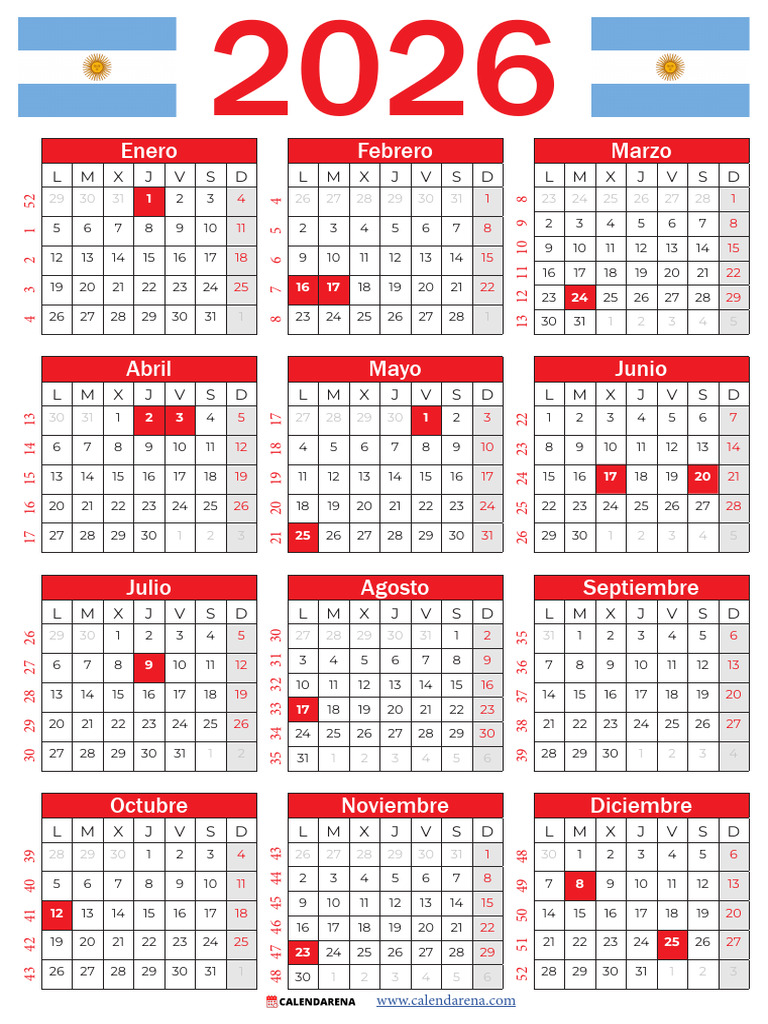 Calendario 2026 con Feriados Argentina | PDF