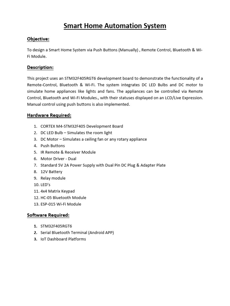 Smart Home Automation System Design | PDF | Bluetooth | Remote Control