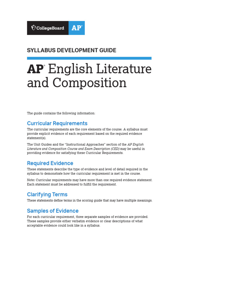 AP English Literature and Composition SDG 2020 | PDF | Essays | Curriculum