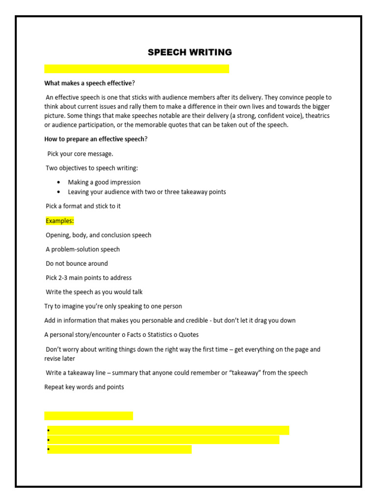 Effective Speech Writing Guide | PDF | Disciplines | Psychological Concepts