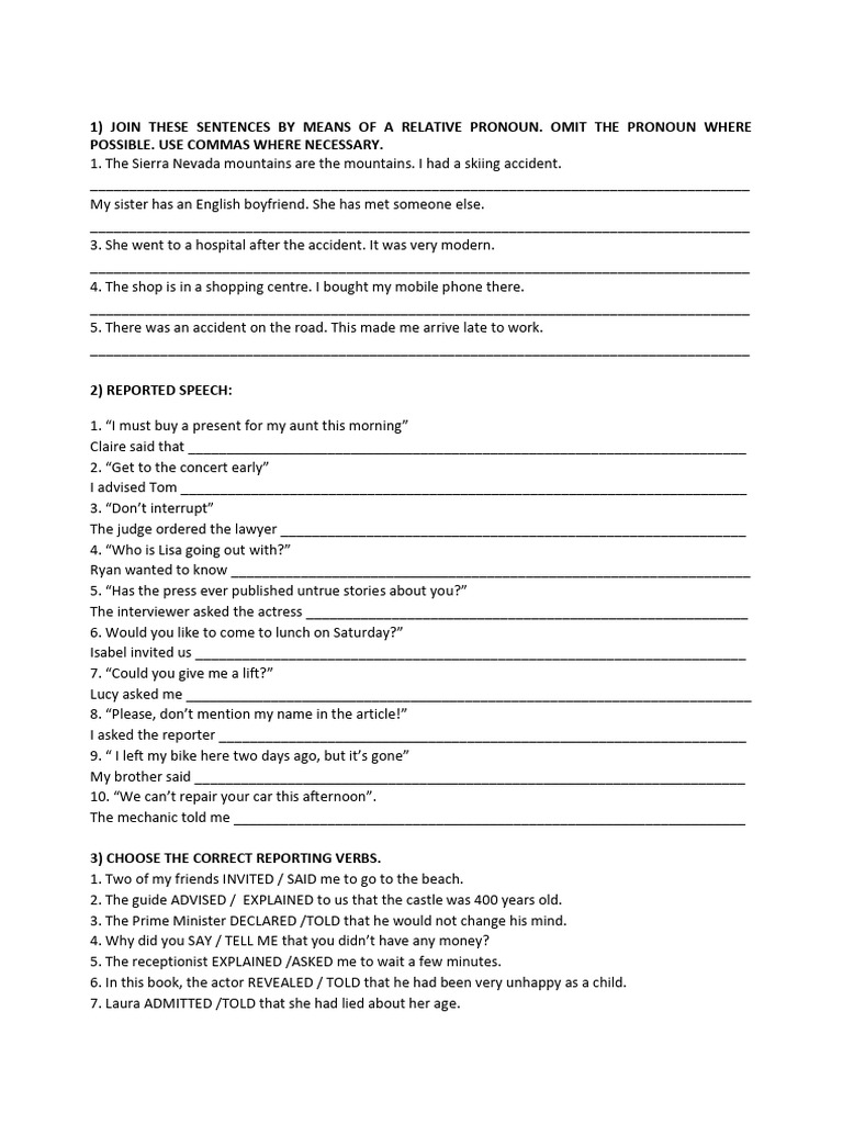 1º BACH English Grammar Exercises | PDF