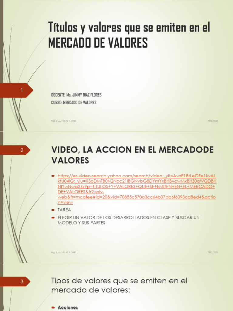 Tipos de Valores en el Mercado Financiero | PDF | Bolsa de Valores ...