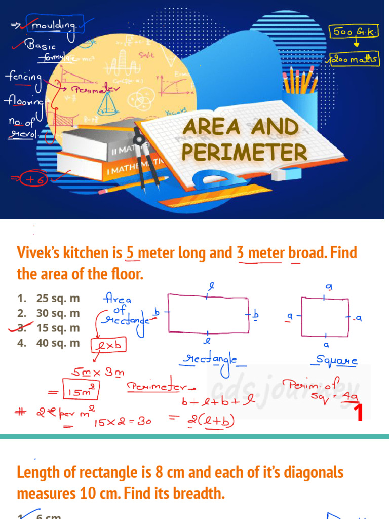 Area and Perimeter Calculation Problems | PDF | Area | Length