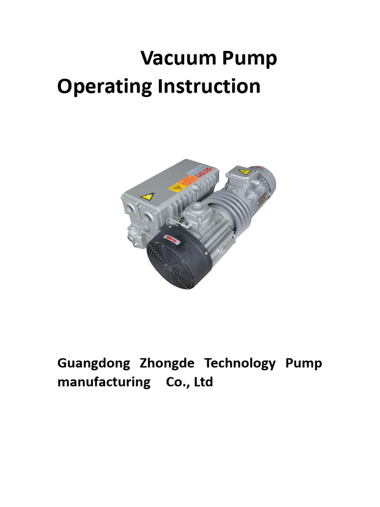VG Series Vacuum Pump Operating Guide | PDF | Pump | Vacuum