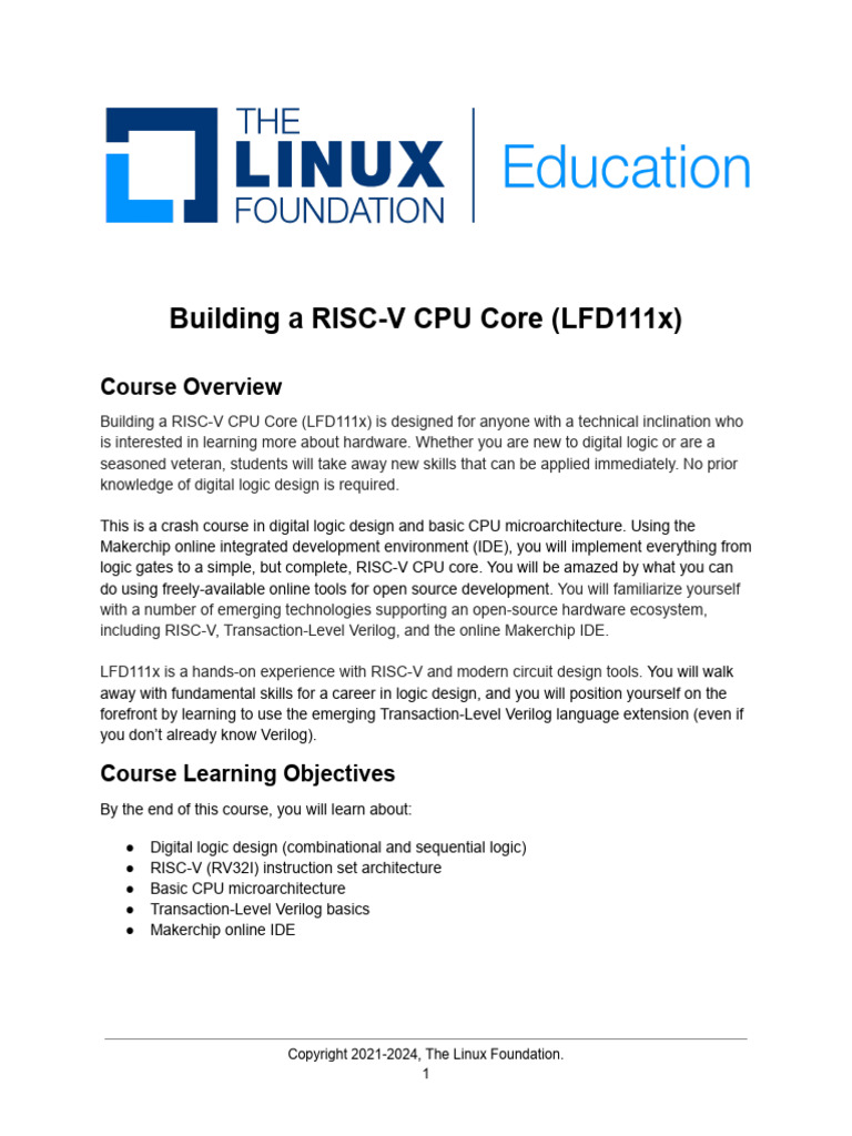Build a RISC-V CPU Core Online Course | PDF | Linux | Central ...