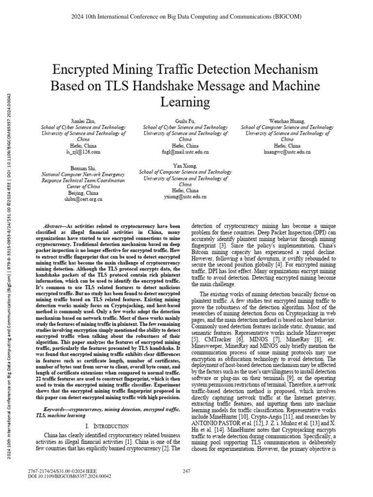 Encrypted Mining Traffic Detection Using TLS | PDF | Transport Layer ...