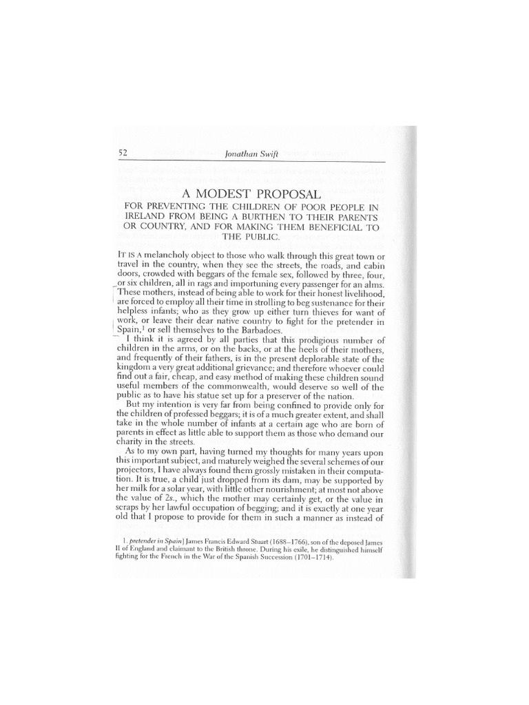 Swift A Modest Proposal | PDF