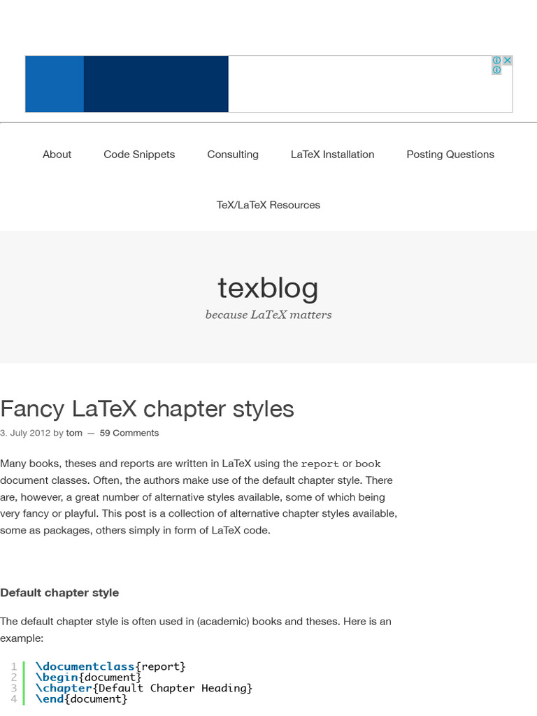 Fancy LaTeX Chapter Styles Guide | PDF | Te X | Text