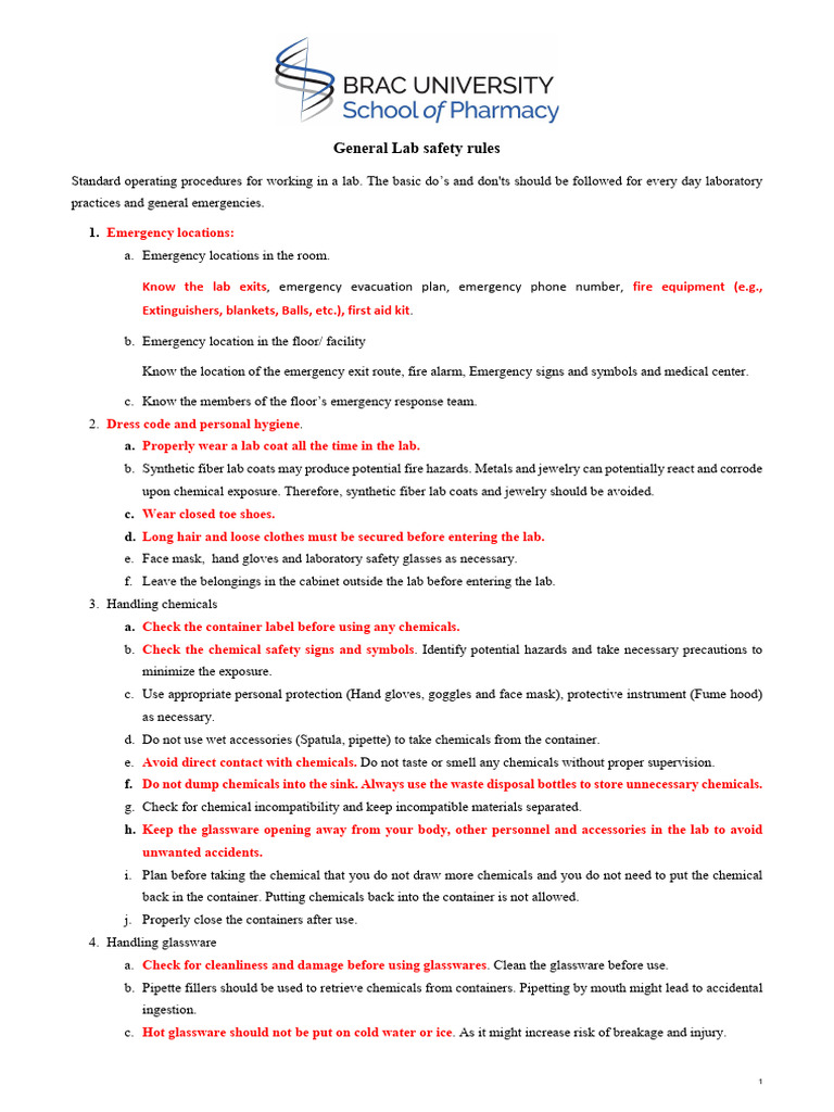 Lab Safety Guidelines | PDF | Laboratories | Occupational Safety And Health