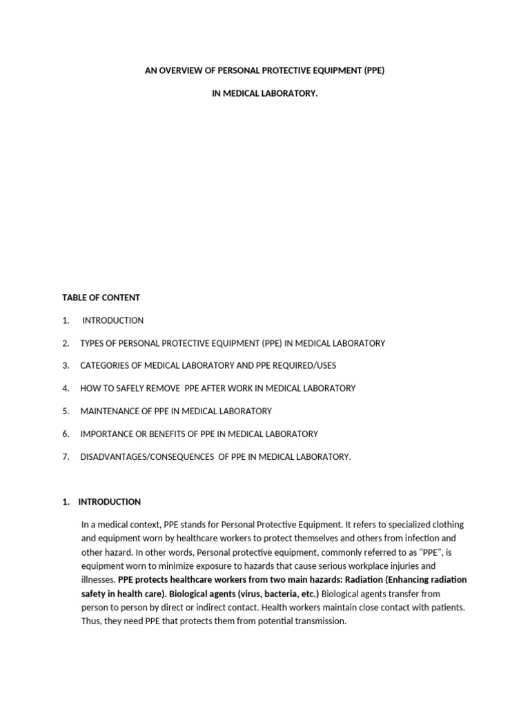 Essential PPE Guide for Medical Labs | PDF | Personal Protective ...