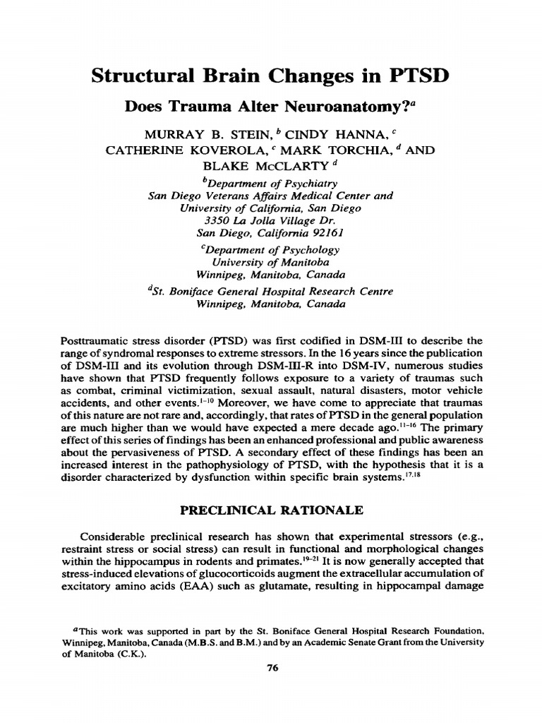 Structural Brain Changes in PTSD | PDF | Psychological Trauma | Hippocampus