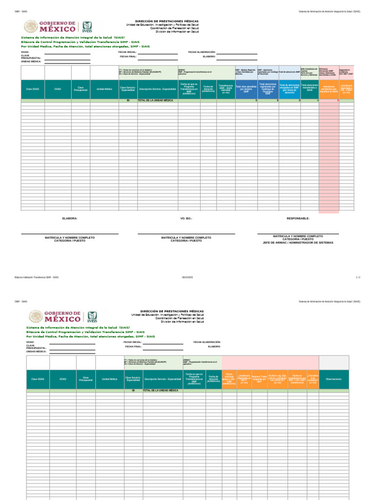 Bitácora Transferencia SIMF-SIAIS | PDF | Medicina | Cuidado de la salud