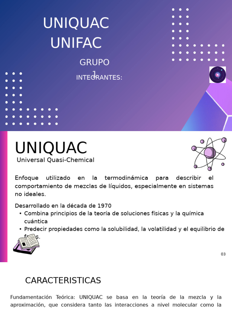 UNIQUAC y UNIFAC en Termodinámica | PDF | Física | Ciencias fisicas