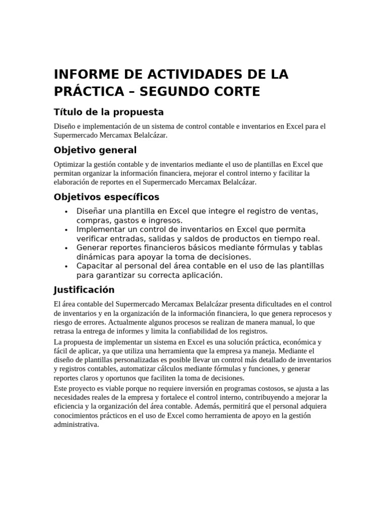 Control Contable en Excel para Mercamax | PDF | Contabilidad ...