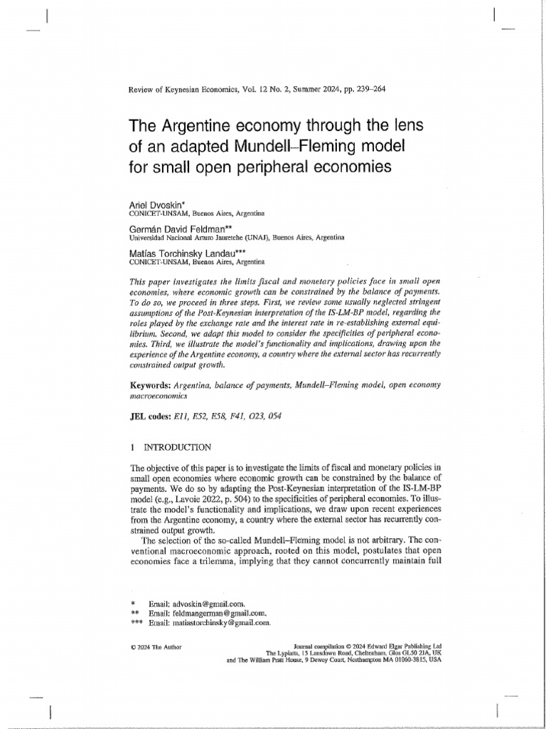 Dvoskin, Feldman and Torchinsky Landau (2024) - The Argentine Economy ...