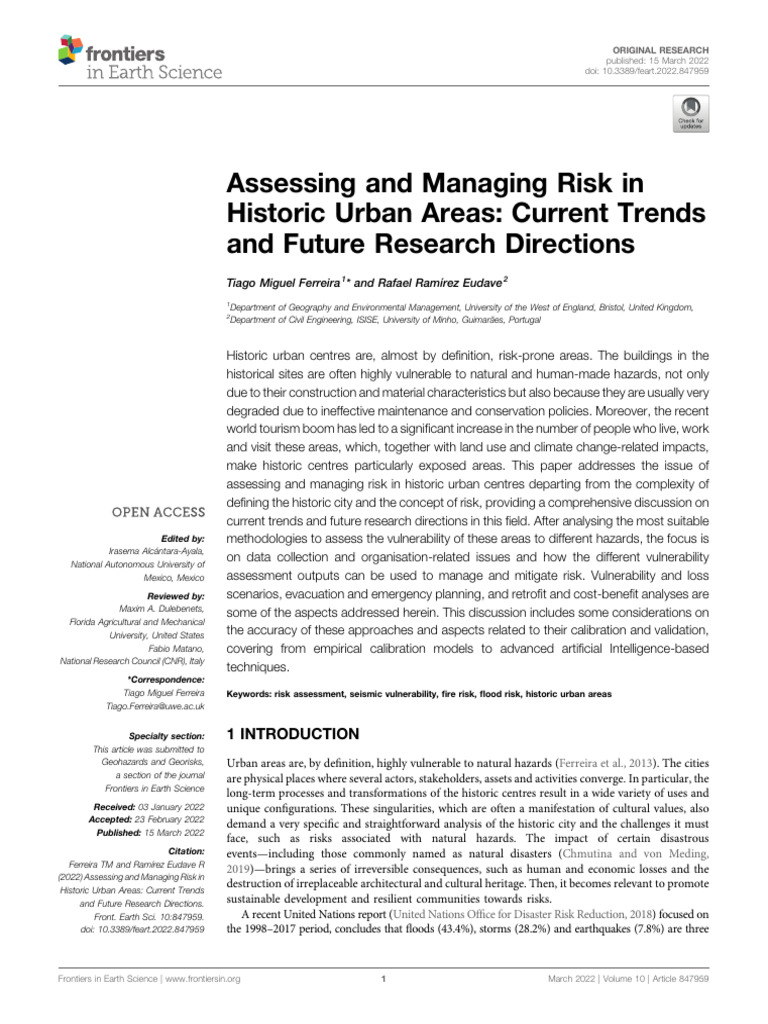 Assessing and Managing Risk in Historic Urban Areas Current Trends and ...