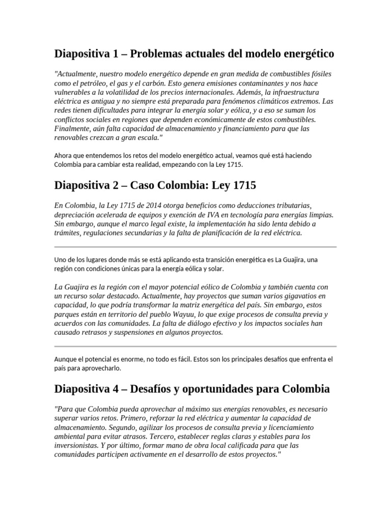 Retos y oportunidades energéticas en Colombia | PDF | Energía renovable ...