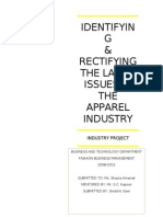 Identifyin G & Rectifying The Labor Issues in THE Apparel Industry