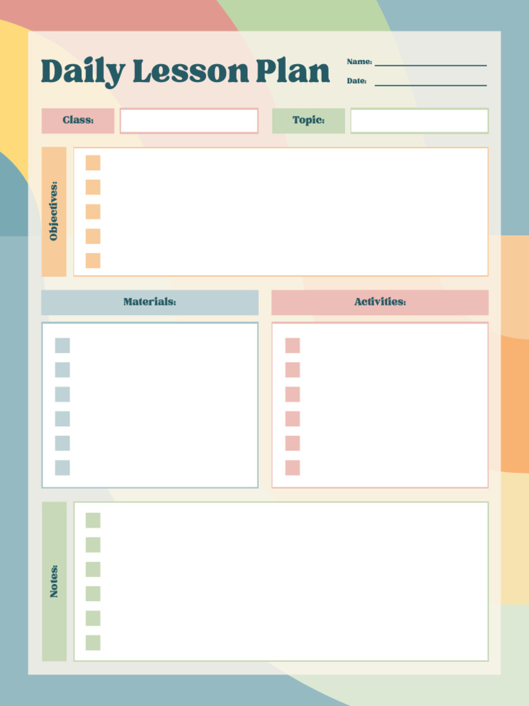 Daily Lesson Plan in Colorful Retro Style - 20250910 - 233657 - 0000 | PDF