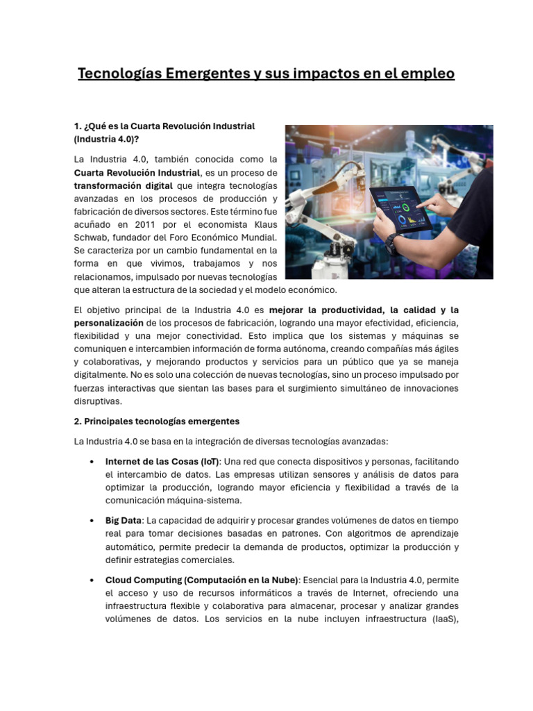 Tecnologías Emergentes y Sus Impactos en El Empleo | PDF | Inteligencia ...