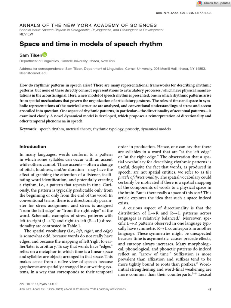 Speech Rhythm: Space and Time Models | PDF | Stress (Linguistics) | Rhythm