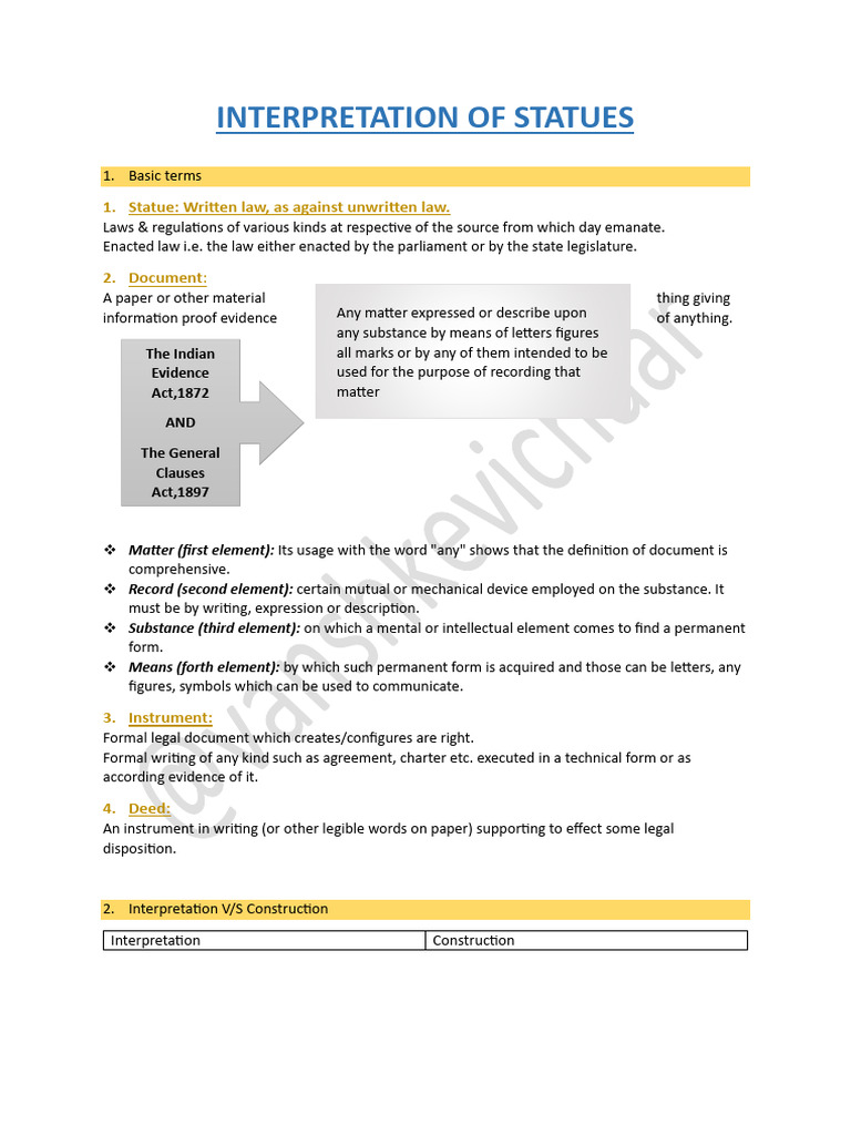 Statutory Interpretation Principles Explained | PDF | Statutory ...