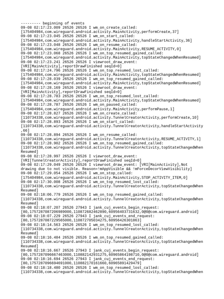 WireGuard Activity Log Events | PDF