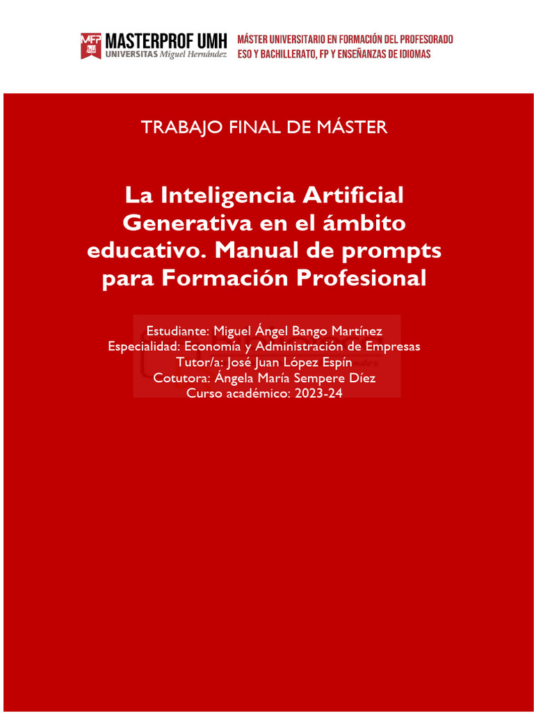IA Generativa en Educación: Manual de Prompts | PDF | Inteligencia ...