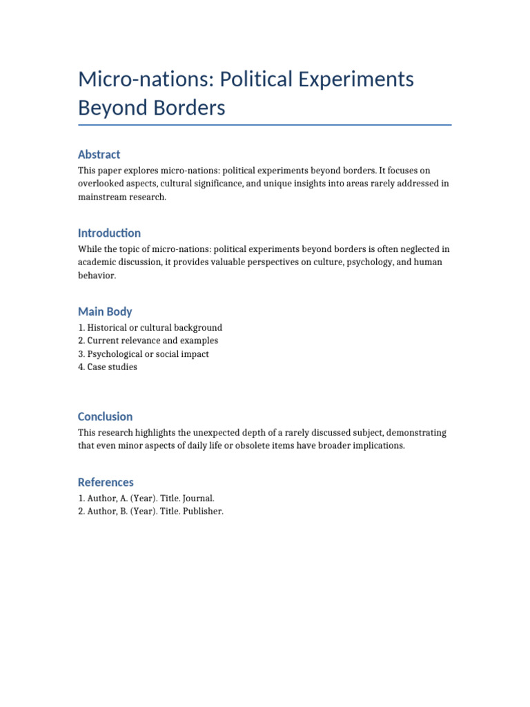 Micro-Nations Political Experiments Beyond Borders | PDF