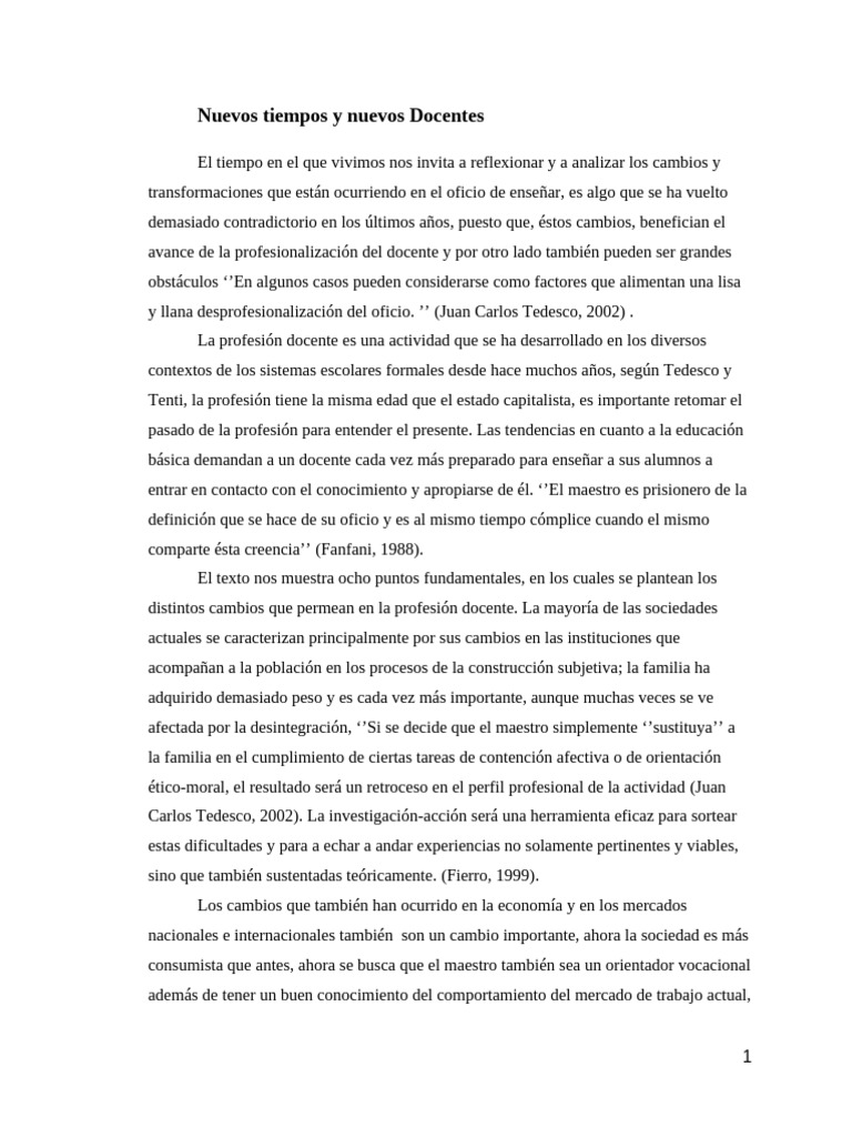 Transformaciones en la Profesión Docente | PDF | Maestros | Enseñando