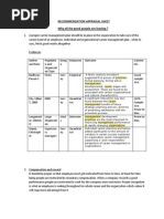Recommendation Appraisal Sheet