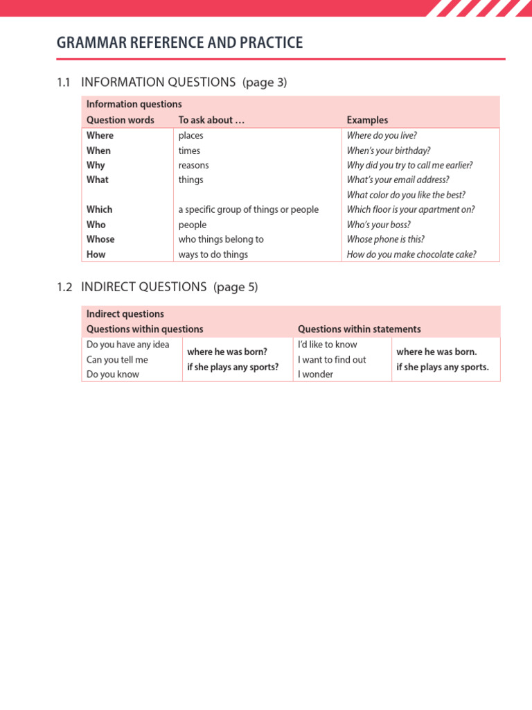 Information and Indirect Questions Guide | PDF
