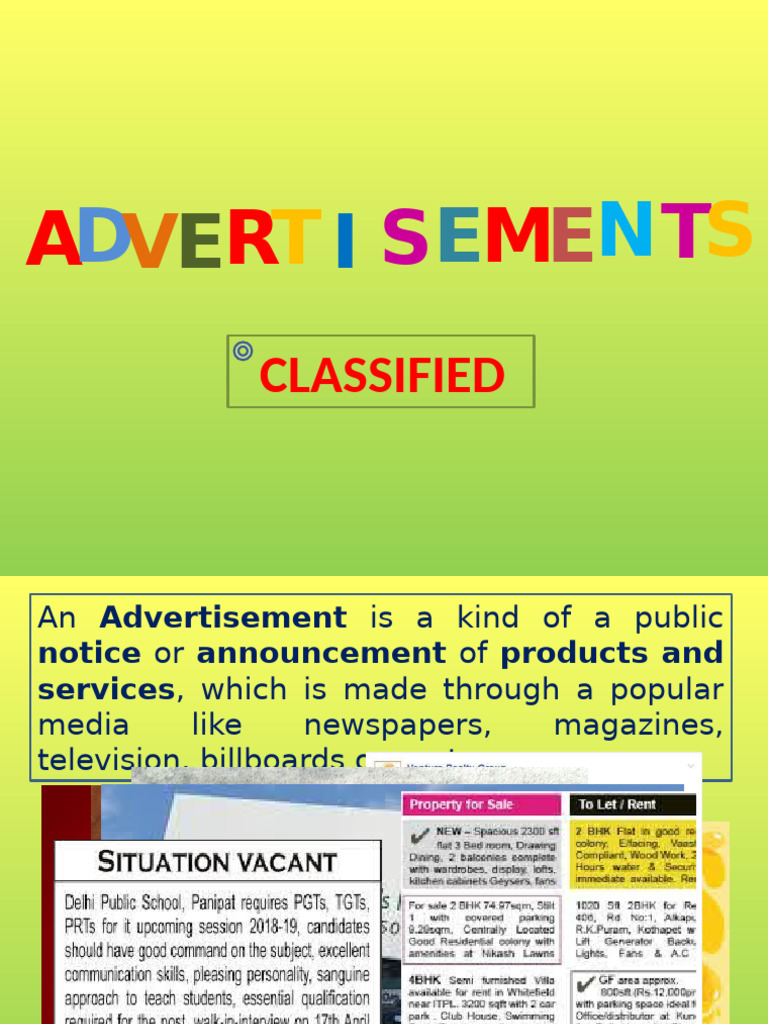 Understanding Classified Advertisements | PDF | Advertising