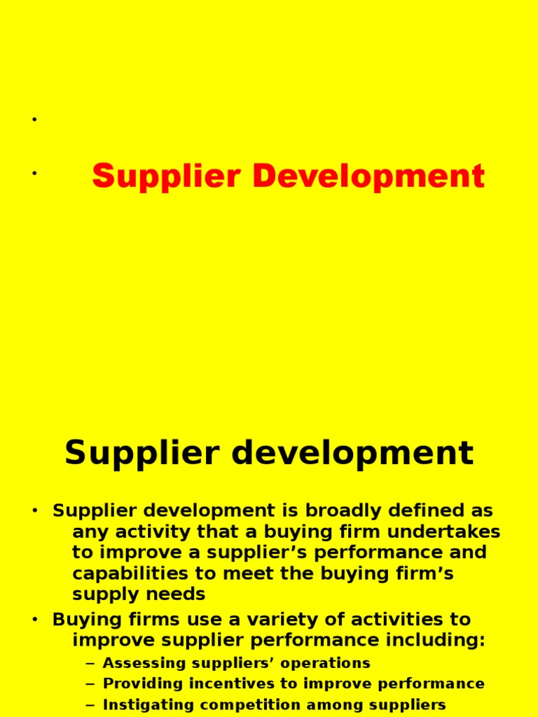 Supplier Development Strategies and Benefits | PDF